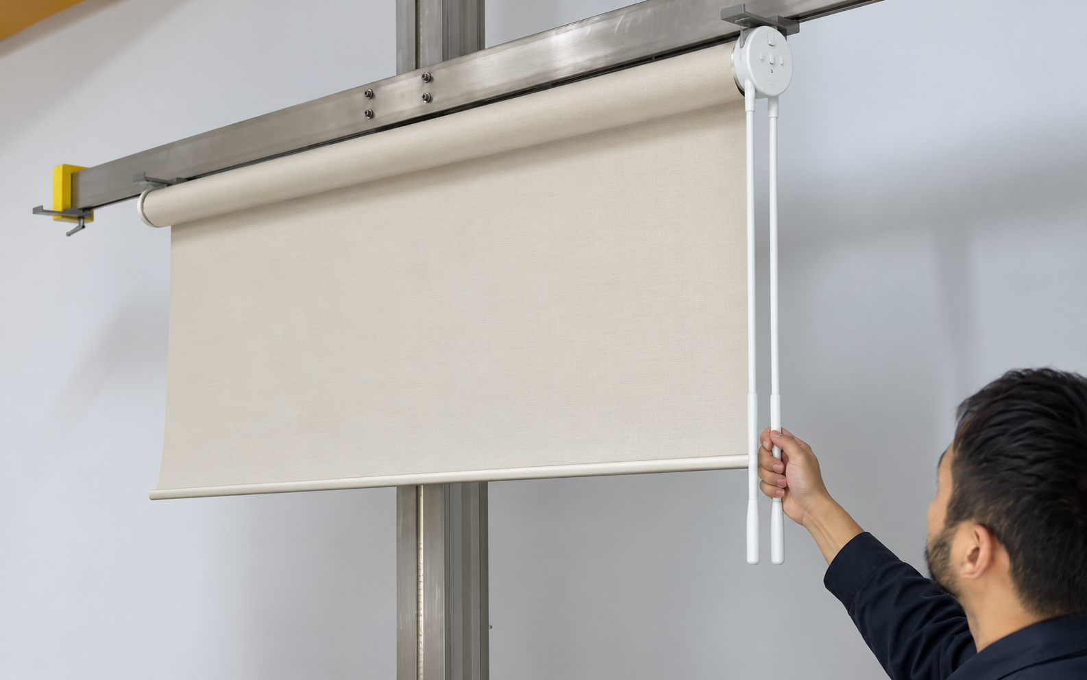 Illustrative scene showing operation of a Duoliv roller blind control system.
